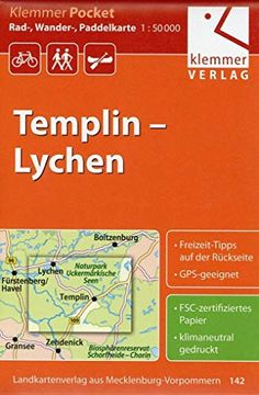portada Templin - Lychen Rad-, Wander- und Paddelkarte 1: 50 000: Klemmer-Pocket. Gps Geeignet, Freizeit-Tipps auf der Rückseite (en Alemán)