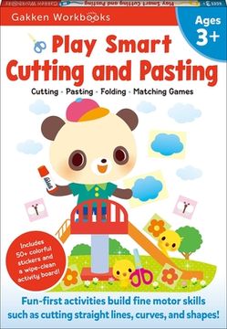 portada Play Smart Cutting and Pasting age 3+: Ages 3-5 Practice Scissor Skills for Preschool, Strengthen Fine-Motor Skills: Cutting Lines and Shapes, Gluing,. Basic Scissor Skills (Full Color Pages) (en Inglés)