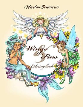 portada Wings and Fins: Adult Coloring Book (en Inglés)