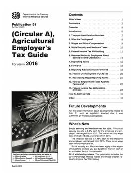 portada Publication 51 (2016), (Circular A), Agricultural Employer's Tax Guide (in English)
