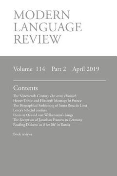 portada Modern Language Review (114: 2) April 2019 (en Inglés)