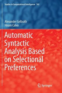 portada Automatic Syntactic Analysis Based on Selectional Preferences (in English)