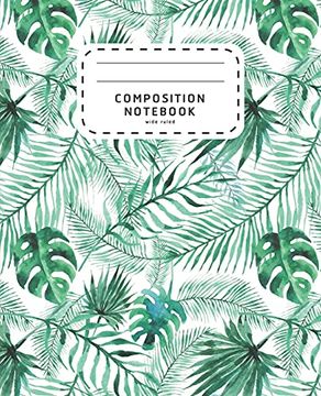 portada Composition Notebook: Watercolor Palm Leaves | Wide Ruled Notebook for School | Composition Notebook Preschool (School Notebook Wide Ruled) (en Inglés)