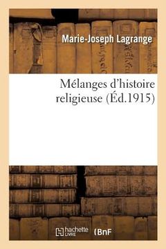 portada Mélanges d'Histoire Religieuse (in French)