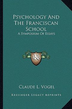 portada psychology and the franciscan school: a symposium of essays (in English)