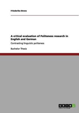 portada a critical evaluation of politeness research in english and german (en Inglés)