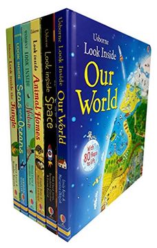 portada Usborne Look Inside our World 6 Books Collection Pack set ( Seas and Oceans, Nature,Our World,Animal Homes,Jundle,Space) (en Inglés)