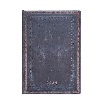 portada Paperblanks | French 2024 dp Inkblot | old Leather Collection | 12-Month | Midi | Horizontal | Elastic Band Closure | 160 pg | 100 gsm 