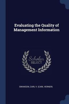 portada Evaluating the Quality of Management Information (en Inglés)