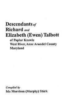 portada descendants of richard and elizabeth (ewen) talbott (en Inglés)