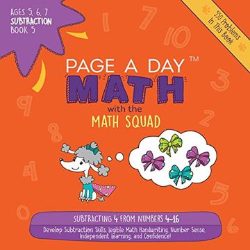 portada Page a Day Math: Subtraction Book 5: Subtracting 5 from the Numbers 5-17