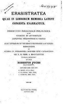 portada Erasistratea quae in librorum memoria latent congesta enarrantur (en Latin)