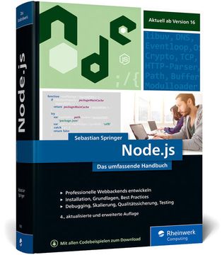 portada Node. Js: Das Umfassende Handbuch. Serverseitige Web-Applikationen mit Javascript Entwickeln. Aktuell zu Version 16 (en Alemán)