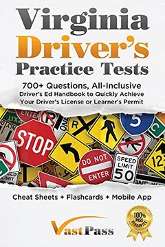 portada Virginia Driver's Practice Tests: 700+ Questions, All-Inclusive Driver's ed Handbook to Quickly Achieve Your Driver's License or Learner's Permit (Cheat Sheets + Digital Flashcards + Mobile App) (in English)