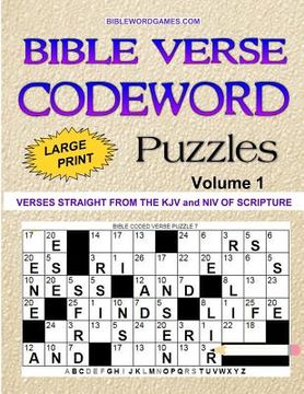 portada Bible Verse Codeword Puzzles Vol.1: 60 New Bible Verse Codeword Puzzles in Large Print Paperback (in English)