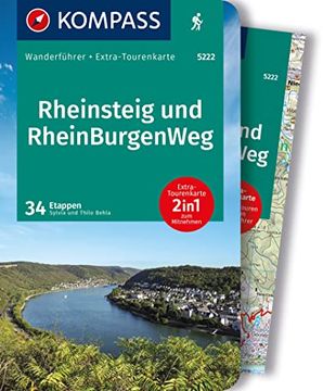 portada Kompass Wanderführer Rheinsteig Rheinburgenweg, 34 Etappen mit Extra-Tourenkarte, Gpx-Daten zum Download (en Alemán)