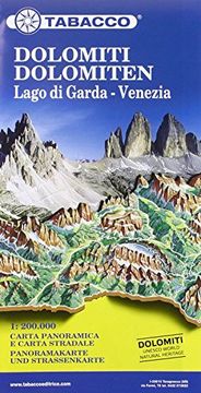 portada Dolomiti, Lago di Garda, Venezia. Carta stradale e Panoramica in scala 1:200.000. Ediz. multilingue