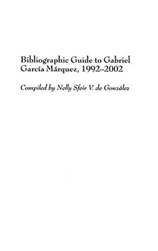 portada Bibliographic Guide to Gabriel García Márquez, 1992-2002 (Bibliographies and Indexes in World Literature) (en Inglés)
