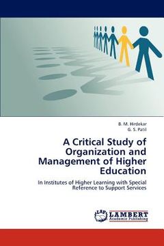 portada a critical study of organization and management of higher education (en Inglés)