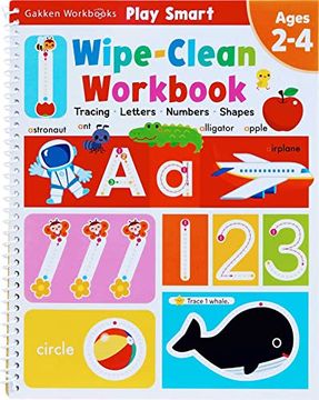 portada Play Smart Wipe-Clean Workbook Ages 2-4: Tracing, Letters, Numbers, Shapes: Dry Erase Handwriting Practice: Preschool Activity Book (in English)