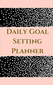 portada Daily Goal Setting Planner - Planning my day -Pink Gold Black White Polka dot Cover (en Inglés)