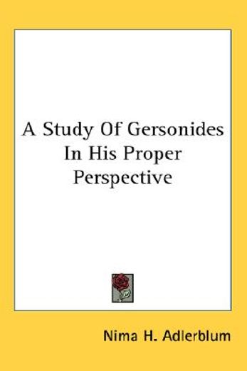 a study of gersonides in his proper perspective