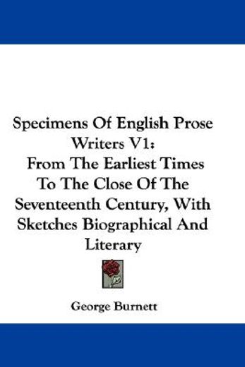 specimens of english prose writers v1: f