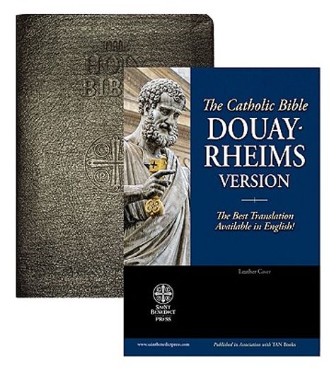 holy bible,douay-rheims version, embossed black, genuine leather, catholic