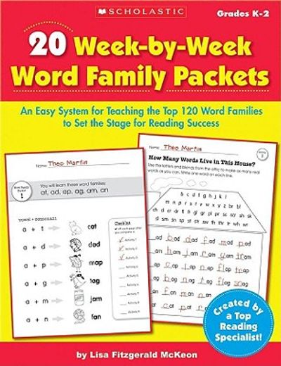20 week-by-week word family packets,grades k-2