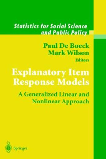 explanatory item response models,a generalized linear and nonlinear approach
