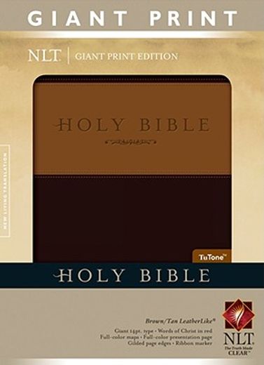 holy bible,new living translation, leatherlike brown/tan, giant print, thumb indexed (en Inglés)