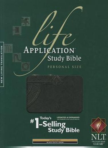 life application study bible,new living translation, tutone black celtic cross, leatherlike, personal size