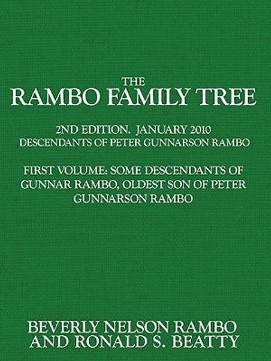 the rambo family tree,some descendants of gunnar rambo, oldest son of peter gunnarson rambo (en Inglés)