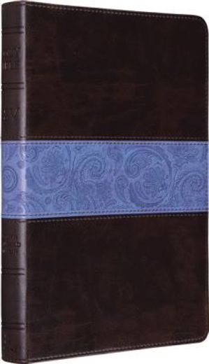 the holy bible,english standard version, chocolate/blue, paisley band, trutone, thinline bible