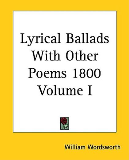 lyrical ballads with other poems 1800