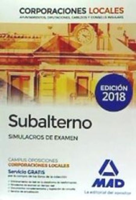 portada Subalterno Corporaciones Locales. Simulacros de Examen